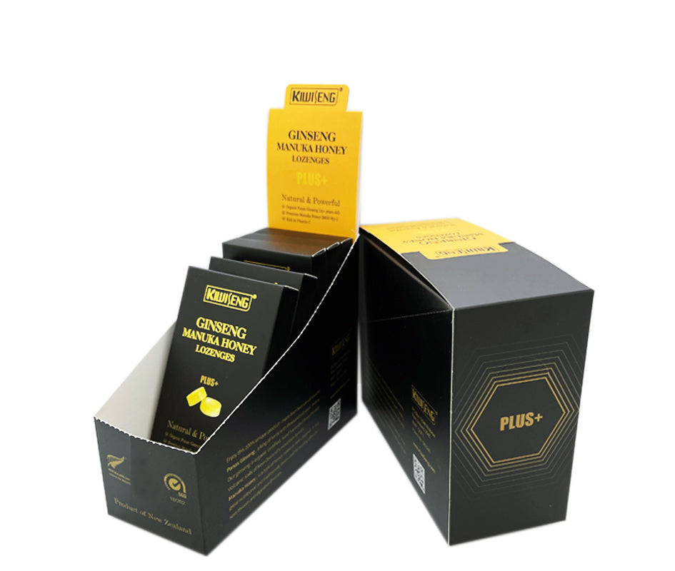KiwiSeng Ginseng Manuka Honey Lozenges PLUS+ | Organic New Zealand Panax Ginseng & Premium MGO83+ Manuka Honey | Natural Soothing Lozenges - KiwiSeng